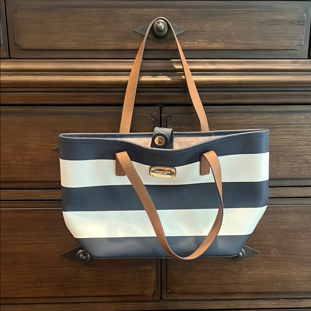 Michael Kors Nautical Blue And White Tote